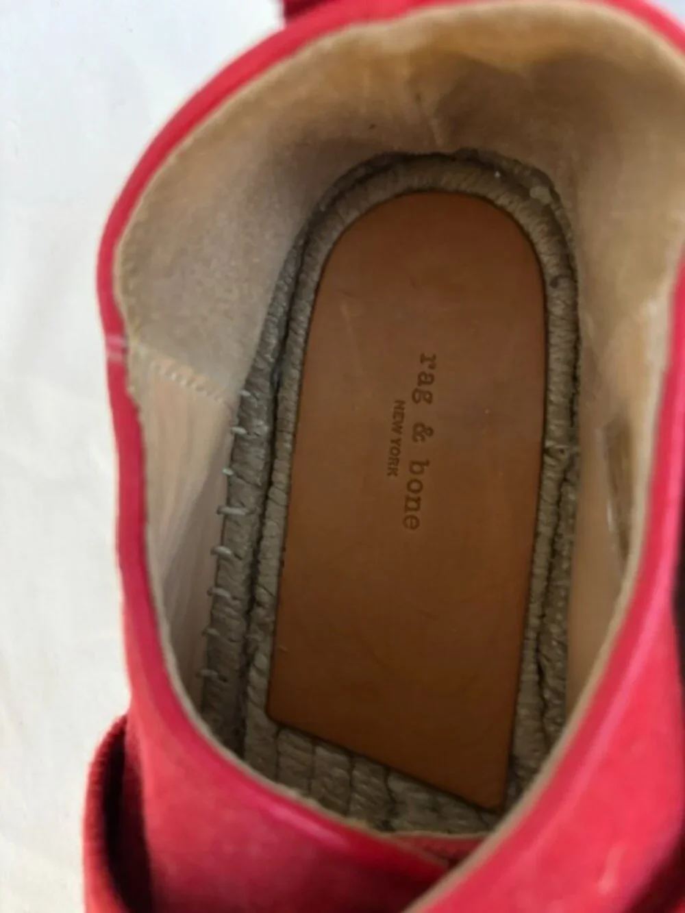 Rag & Bone Red Leather Nina Flat Espadrille Women's Size 38 (US 7.5)
